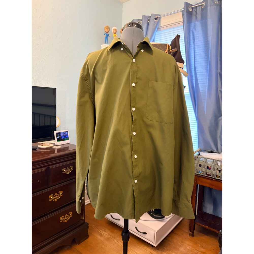 Oxford Luxury Collection Green Button Down Shirt Large Business Wedding Guest